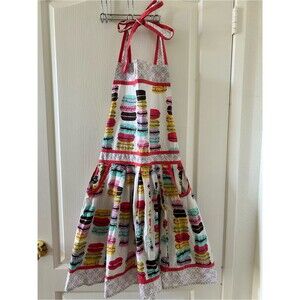 Paper Source Retro Colorful Macaron Print Full Kitchen Apron Coquette French